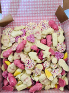 BERTIES SWEETS BANFF PINK & WHITE CHOCOLATE PIZZA BOX